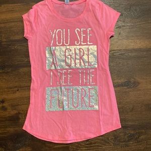 Justice You See a Girl I See the Future Size 12 Pink Tee